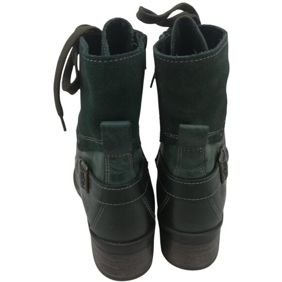 Taos Crave Leather Blue Green Moto Boots Size 37 US 6-6.5 Suede Teal Harness Zip - Picture 5 of 12